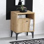 Hanah Home Mesilla de Noche Nogal y Negro 40x55x35cm Tablero Partículas Melamina 18mm